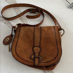 Fossil Long Live Vintage 1954 Cognac  Leather Shoulder Crossbody Bag - reissue